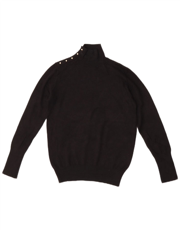 Pulover pentru femei Zara cu gât cu nasturi UK 12 Medium Negru