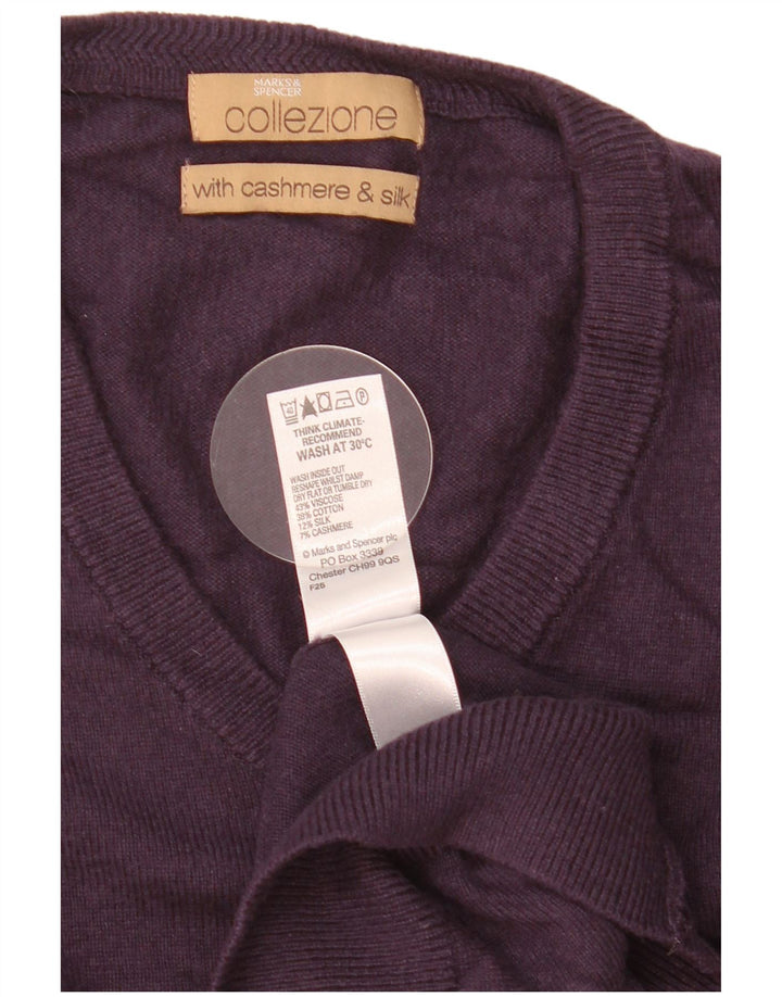 Pulover pentru bărbați Marks & Spencer, cu decolteu în V, mare, mov, viscoză