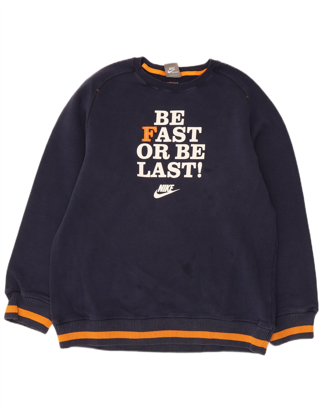 NIKE Boys Graphic Sweatshirt Jumper 13-14 Years Navy Blue Cotton