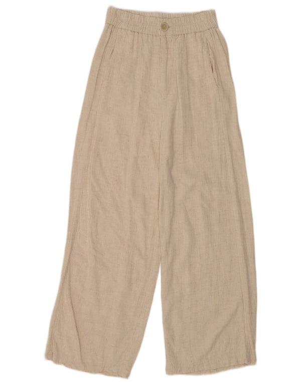 Pantaloni casual de damă Stradivarius cu talie înaltă și picioare largi XS W24 L24 Bej