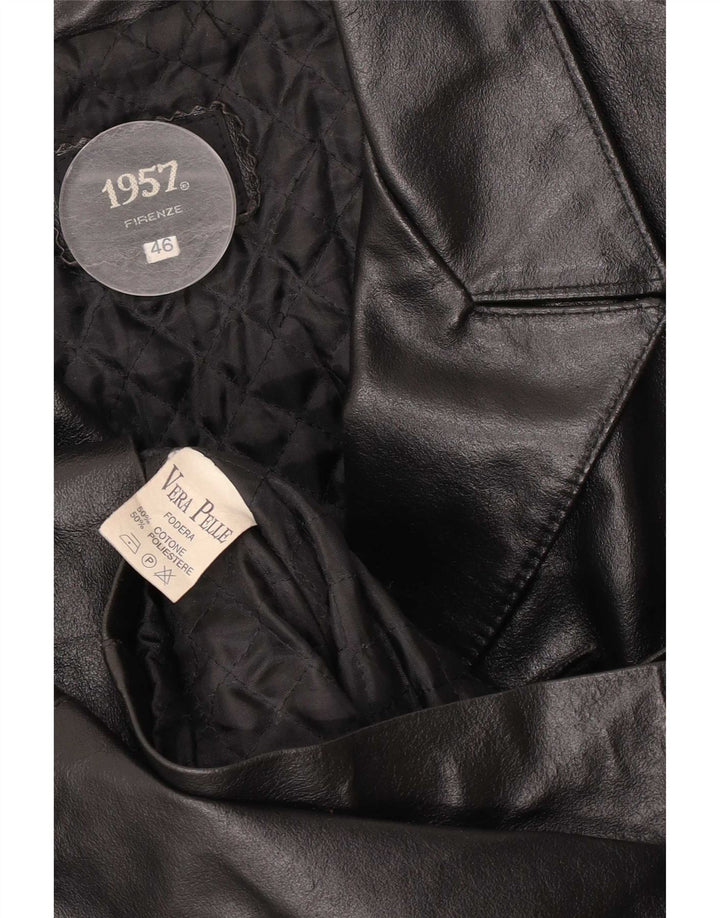 Palton din piele vintage pentru femei IT 46 mare negru