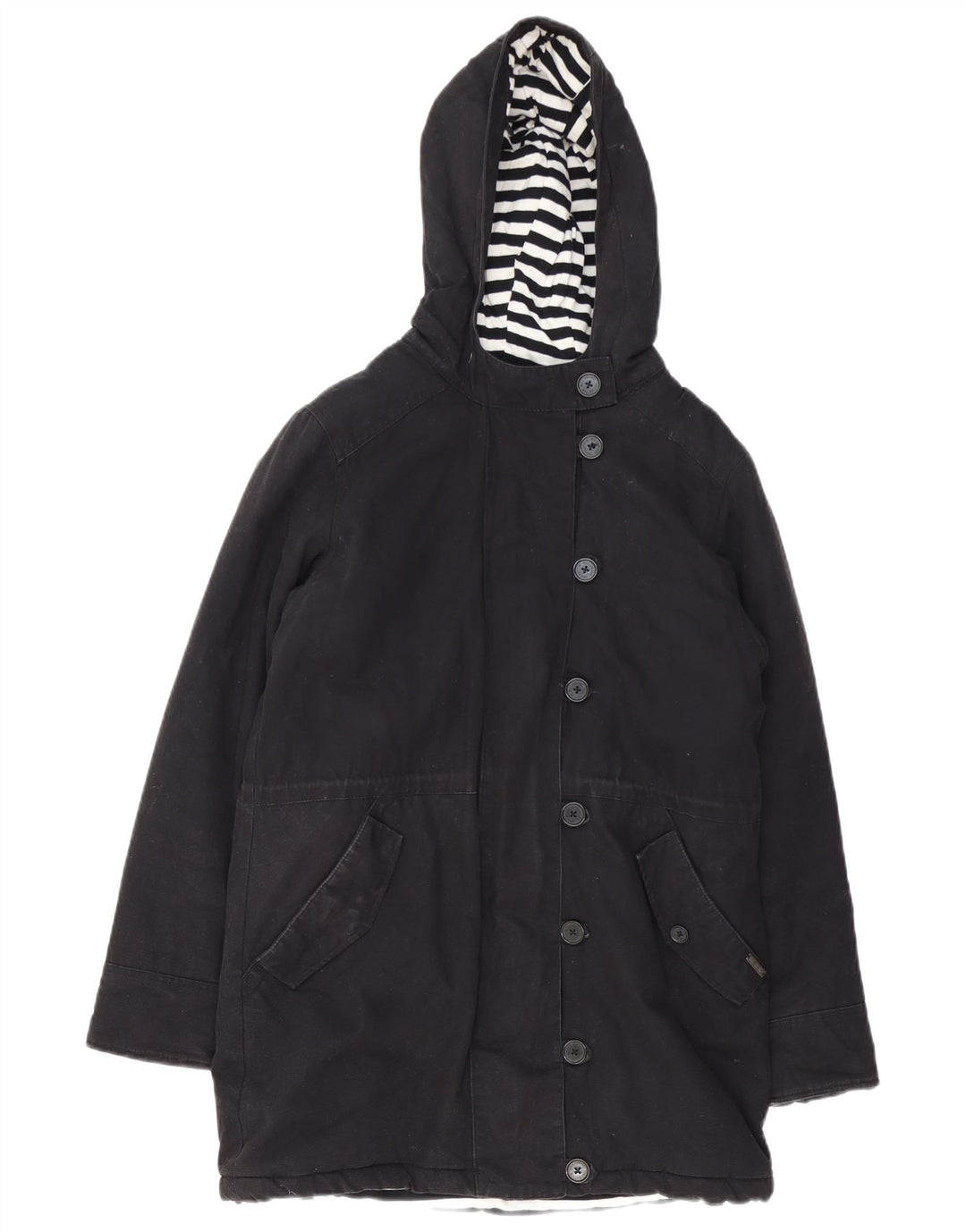 Jachetă parka cu glugă Billabong pentru femei UK 14, bumbac mediu negru