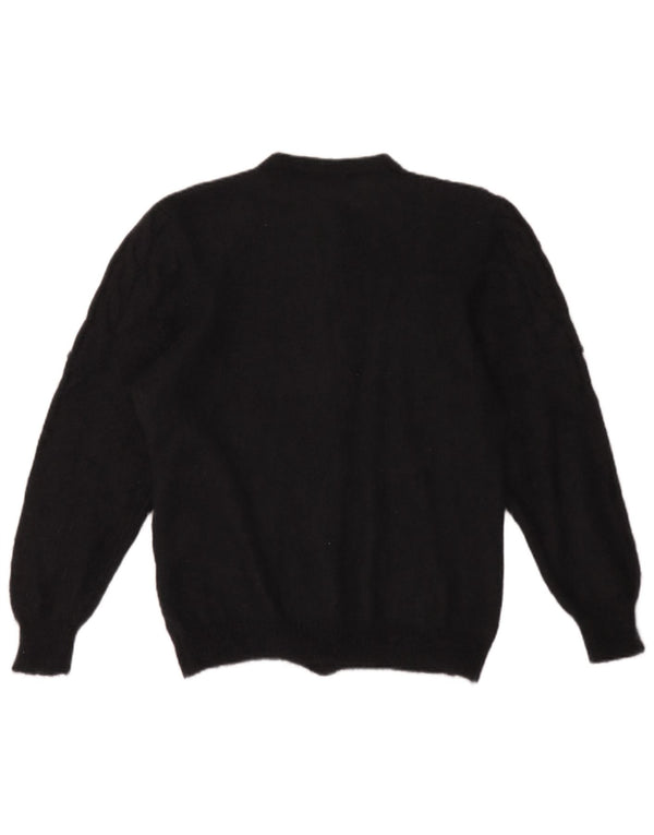 Pulover Cardigan Vintage pentru Damă UK 16 Large Black Mohair