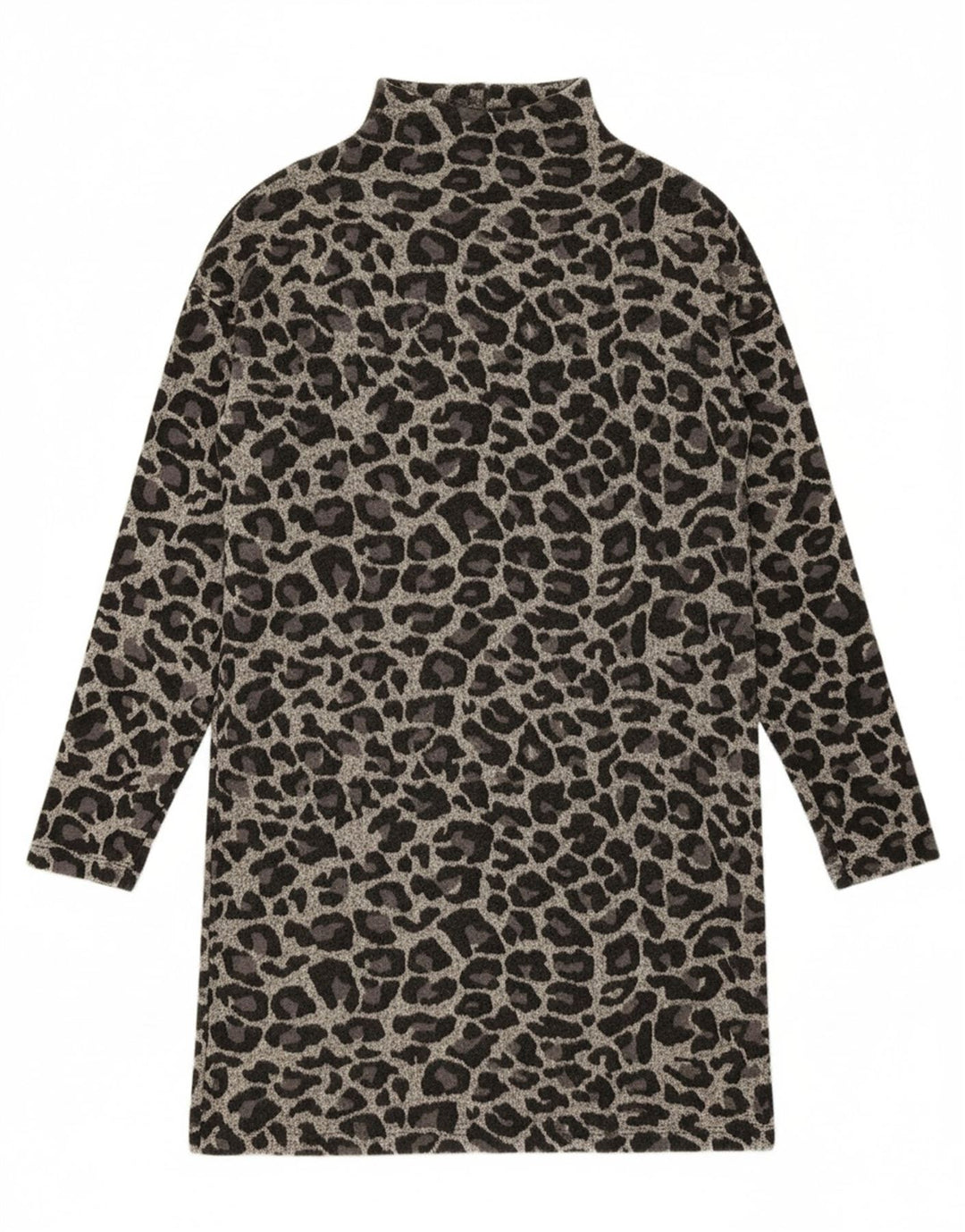 OASIS Womens Long Sleeve Shift Dress UK 14 Medium Grey Animal Print
