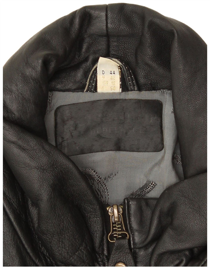 Jachetă de piele supradimensionată vintage pentru femei UK 18 XL din piele neagră