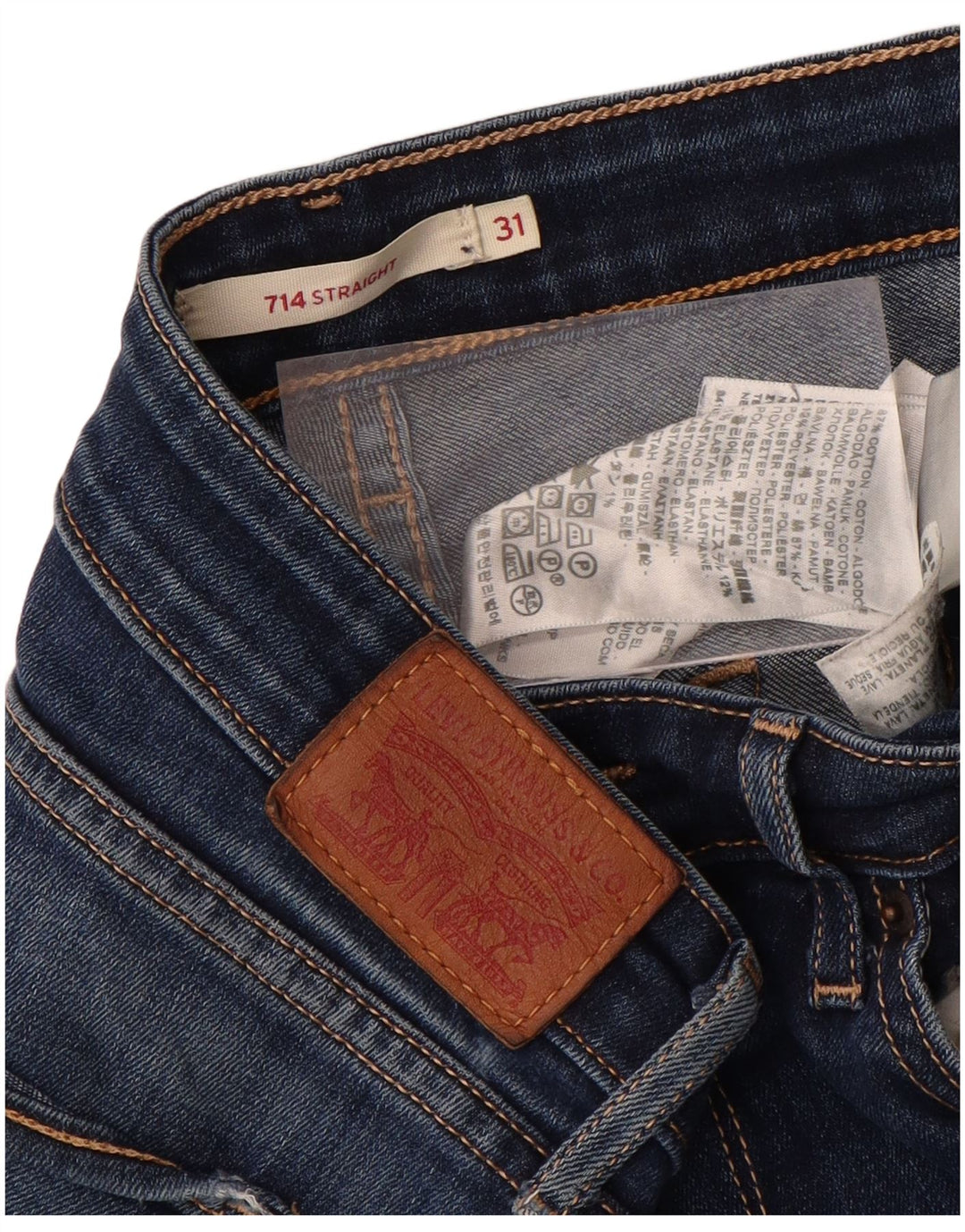 LEVI'S Womens Straight Jeans W31 L31 Blue Cotton