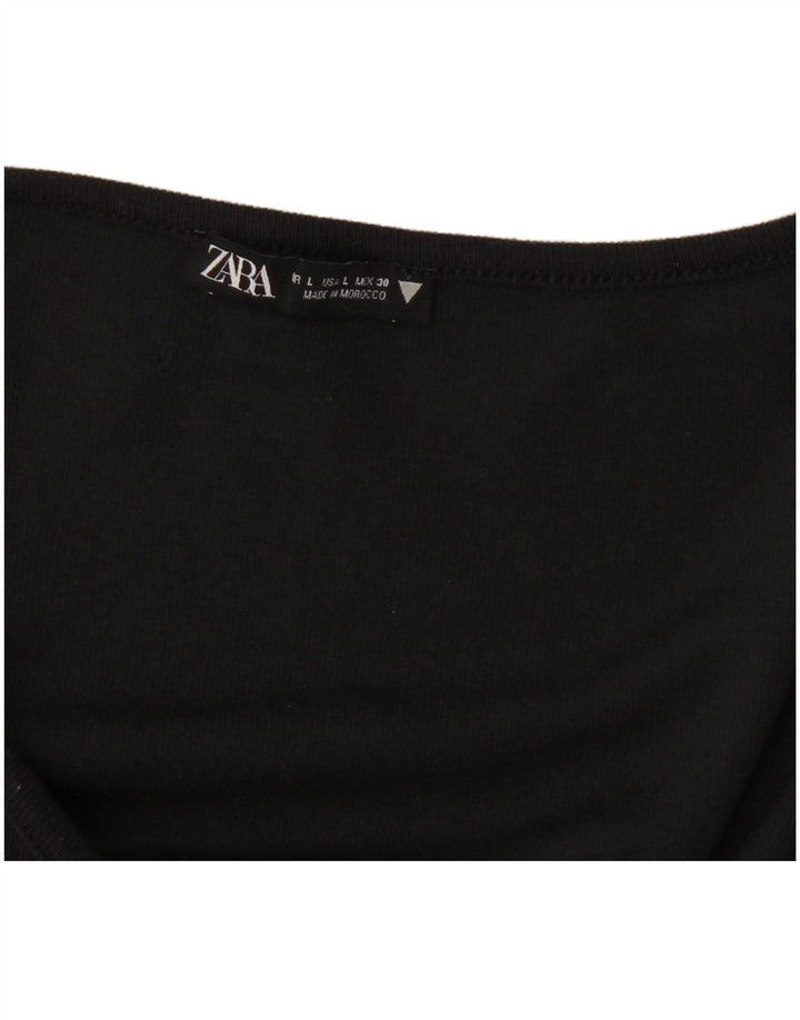 Top femeie Zara cu mânecă lungă UK 14 mare negru