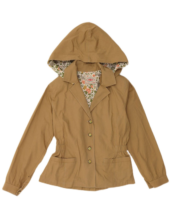 Jachetă pentru femei VINTAGE cu glugă cu 4 nasturi Mărimea 6 2XS bumbac maro