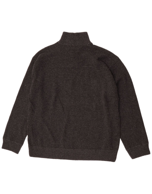 Pulover pentru bărbați Marks & Spencer, cu fermoar și gât, XL, lână de miel gri