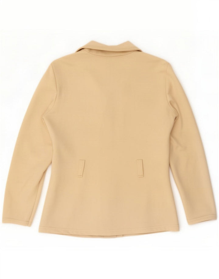 Vintage Womens Blazer Jacket cu 6 nasturi UK 12 Medium Beige Poliester