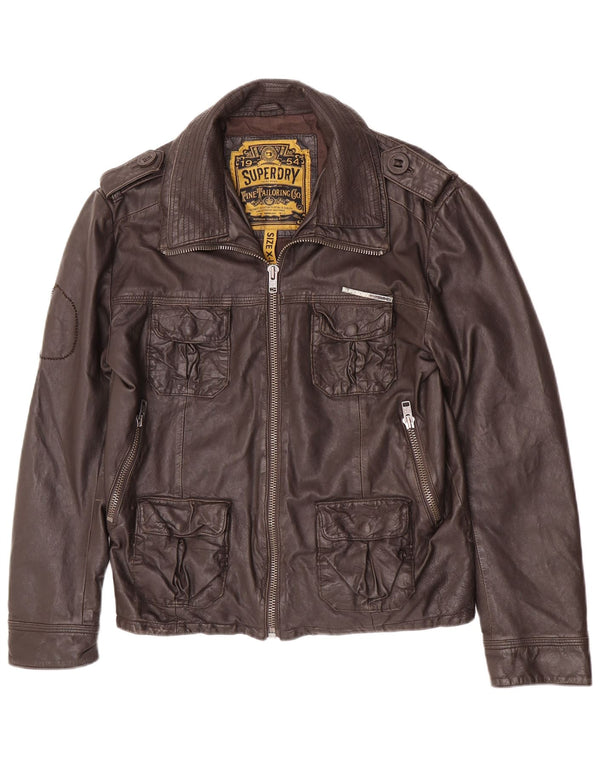Jachetă militară din piele pentru bărbați Superdry UK 42 XL maro