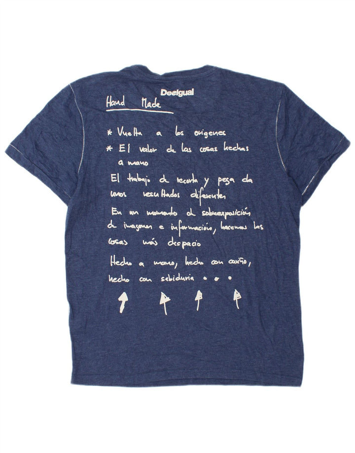 Tricou grafic Desigual pentru bărbați Top mare din bumbac bleumarin