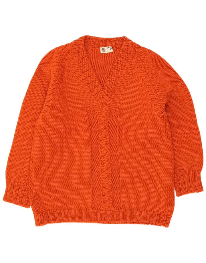 Pulover vintage pentru femei cu decolteu în V UK 14 Medium Red