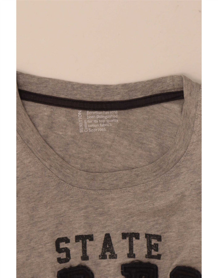 Tricou grafic Benetton pentru bărbați Top mare, gri, bumbac cu pete