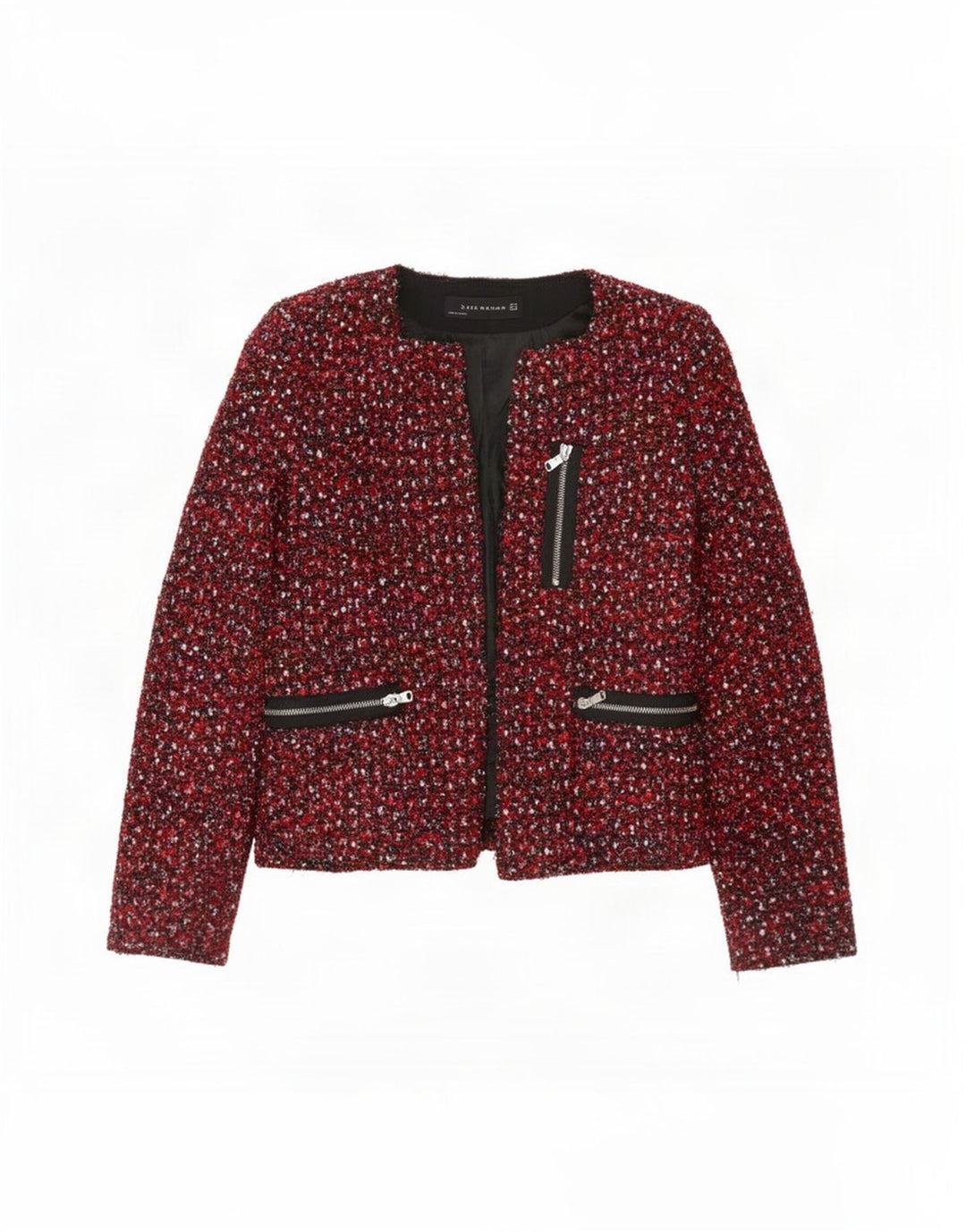 Jachetă Blazer deschisă pentru femei Zara UK 12 Medium Red Flecked