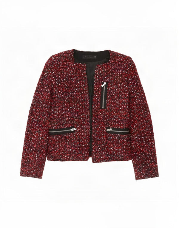 Jachetă Blazer deschisă pentru femei Zara UK 12 Medium Red Flecked