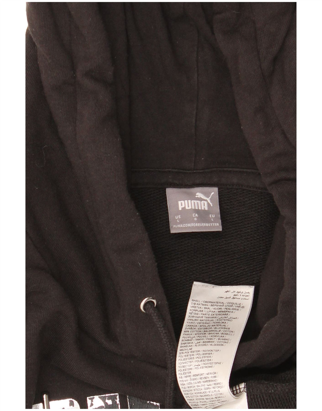 Pulover cu glugă cu grafic PUMA pentru femei UK 16, mare, negru, bumbac