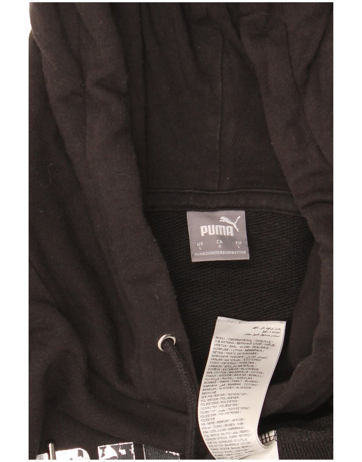 Pulover cu glugă cu grafic PUMA pentru femei UK 16, mare, negru, bumbac