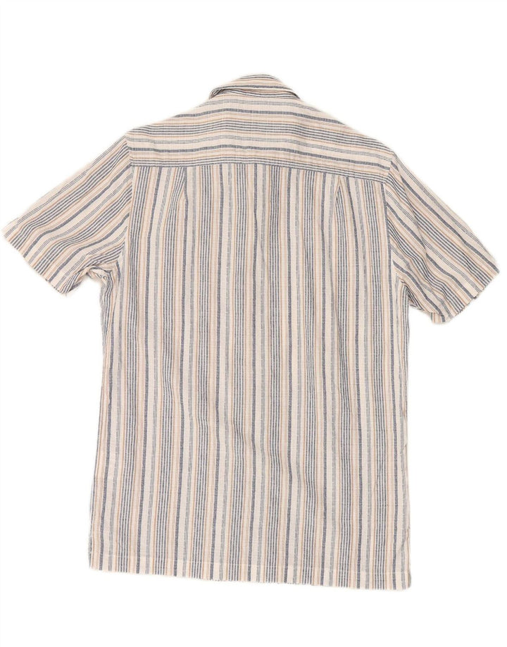 JAMES PRINGLE Mens Short Sleeve Shirt Small Blue Striped Cotton