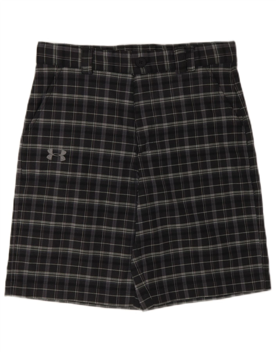 Pantaloni scurți chino pentru băieți UNDER ARMOUR 11-12 ani mari W26 poliester cu carouri gri