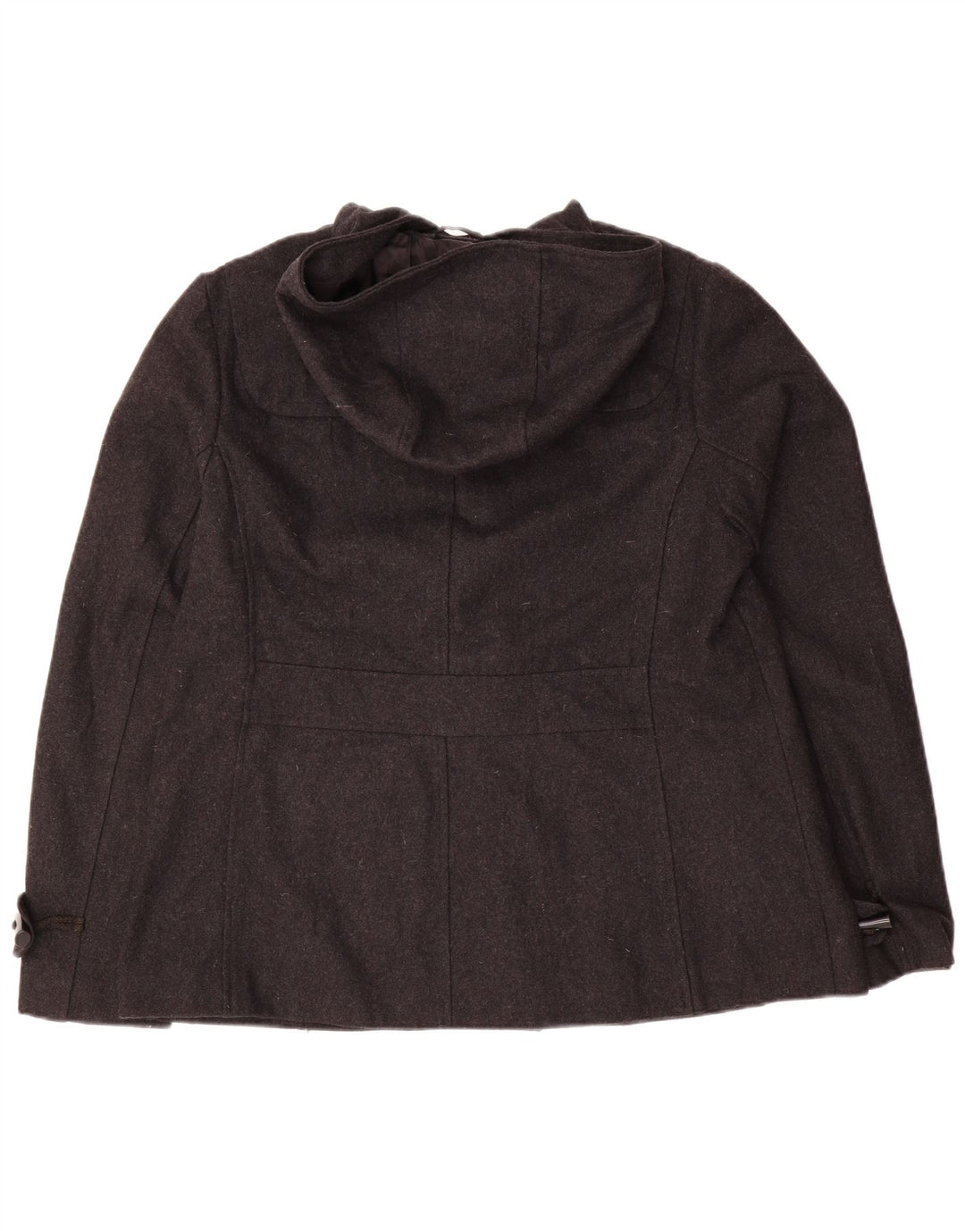 VINTAGE Jachetă duffle cu glugă pentru femei UK 16 mare, lână gri