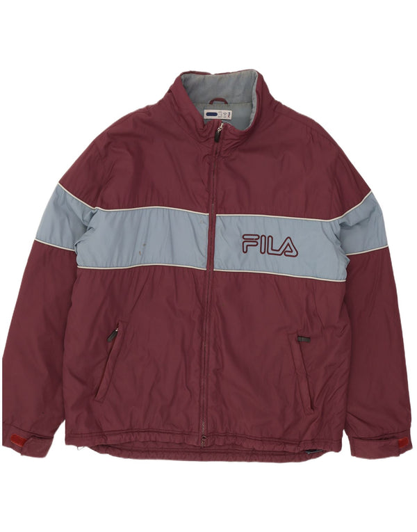Jachetă căptușită cu grafică pentru bărbați Fila UK 40 Mare Bordeaux Colorblock Nylon