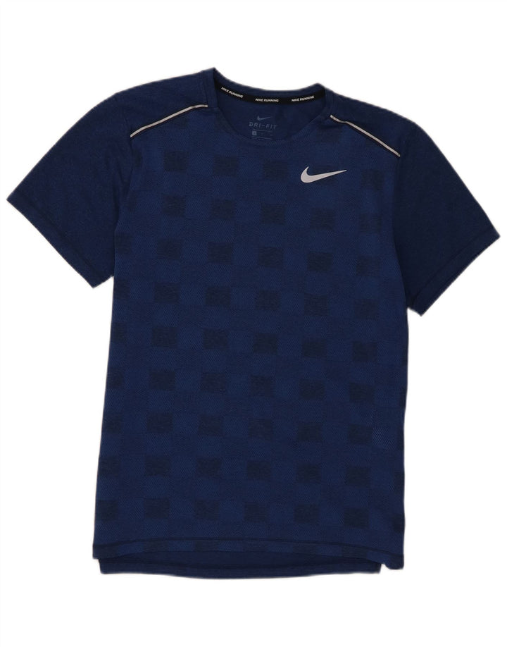 Tricou Nike Dri Fit pentru bărbați Top mic, albastru, poliester geometric