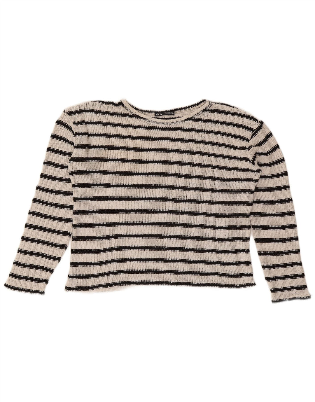 Top crop supradimensionat pentru femei Zara UK 10 mic cu dungi albe