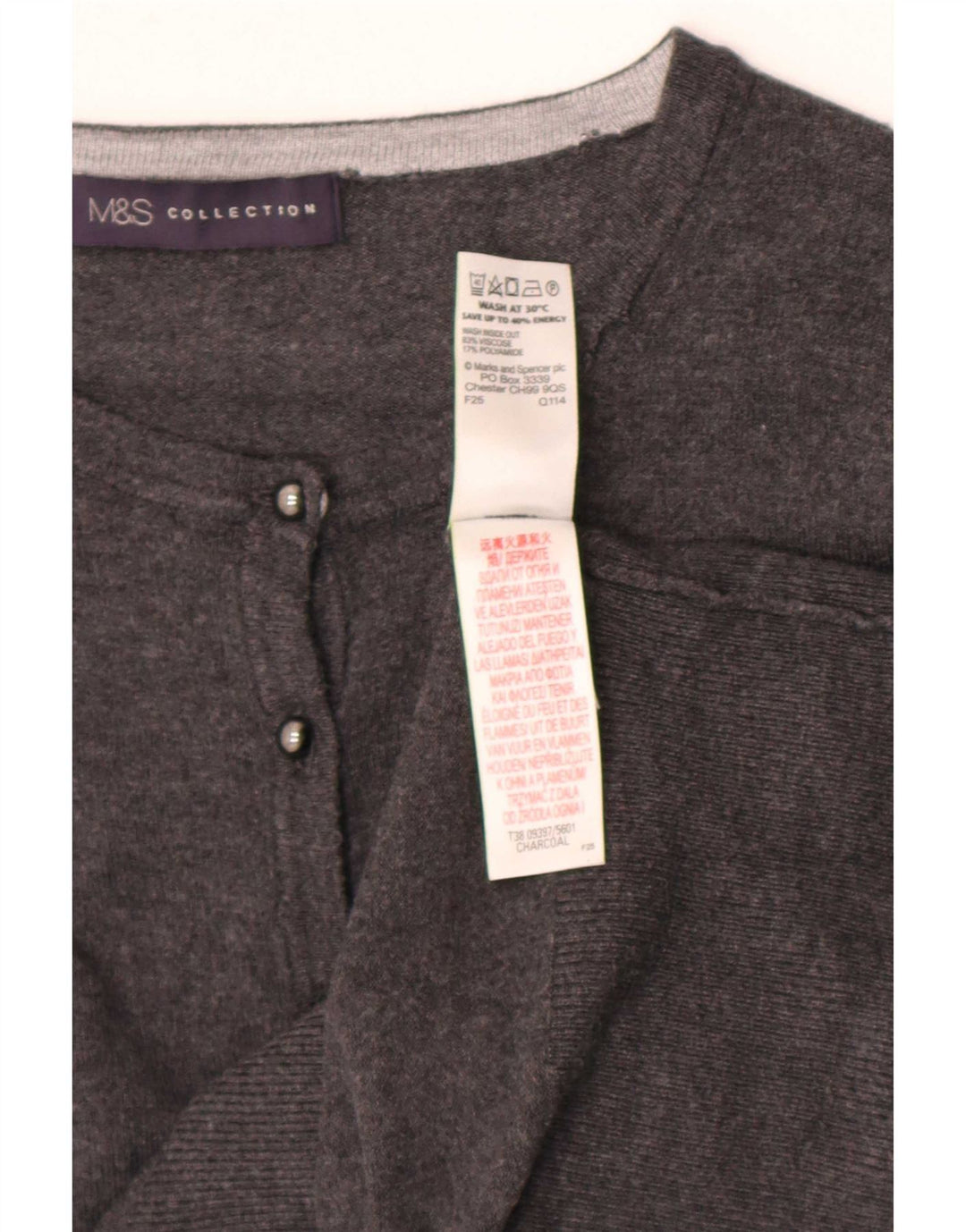 Pulover cardigan pentru femei Marks & Spencer UK 8 mic, gri, viscoză