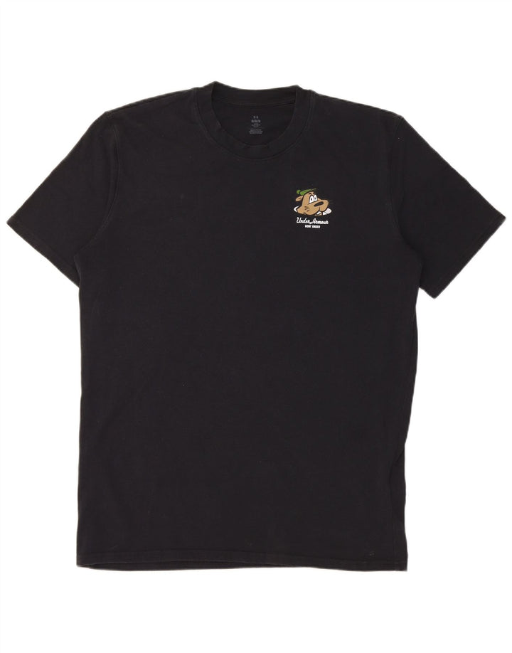 Tricou grafic Under Armour pentru bărbați Top mediu din bumbac negru