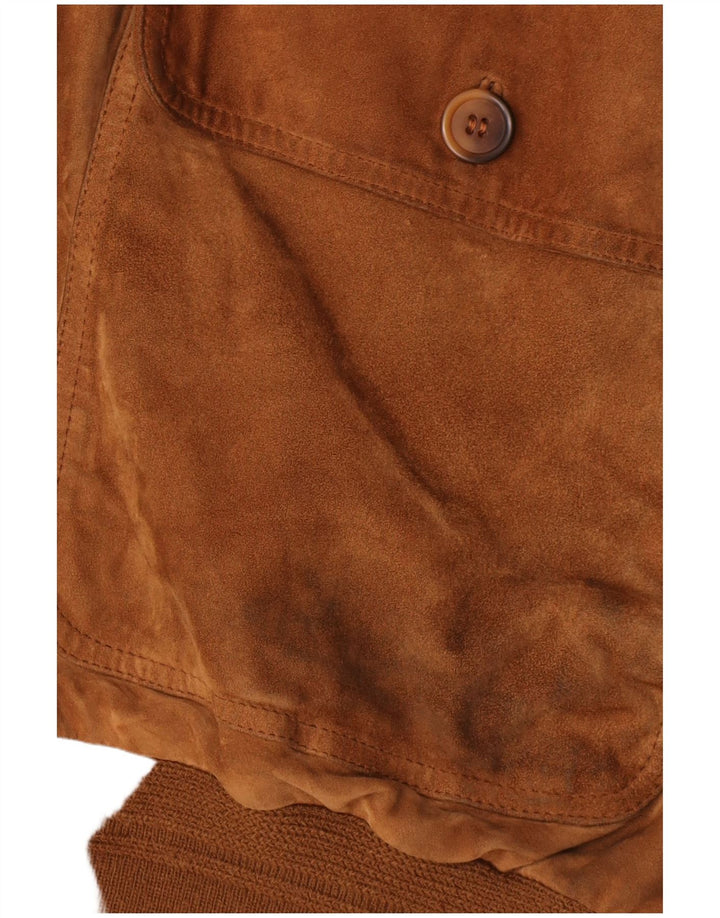 Bomber vintage pentru bărbați din piele intoarsa IT 58 4XL din piele maro