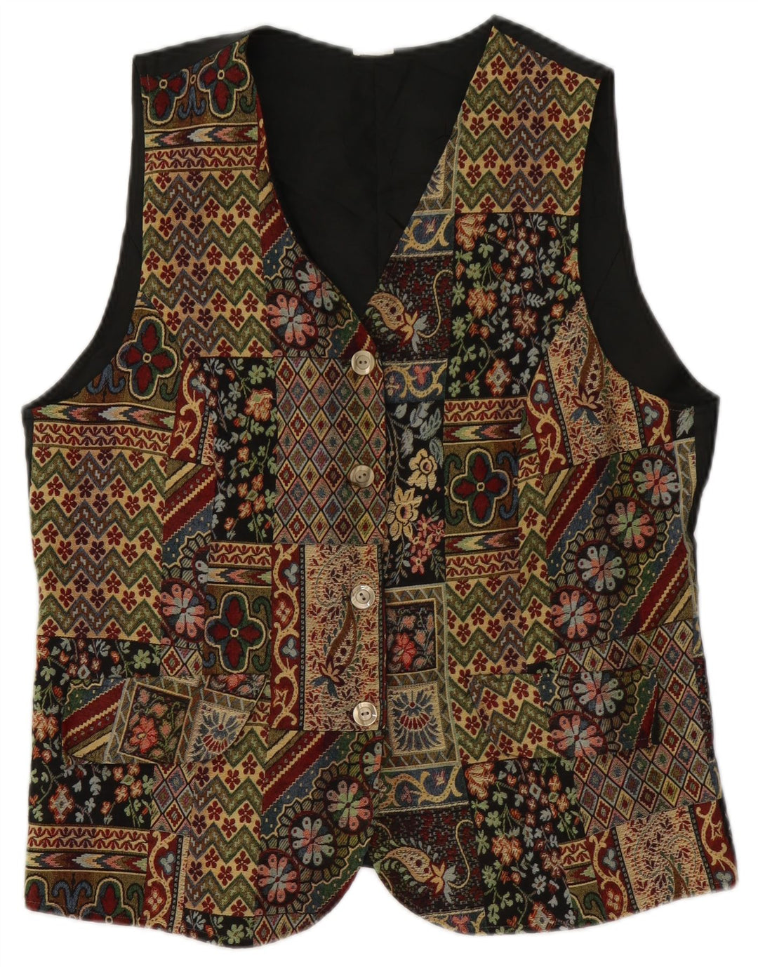 Vestă vintage pentru femei UK 14 Medium Green Floral