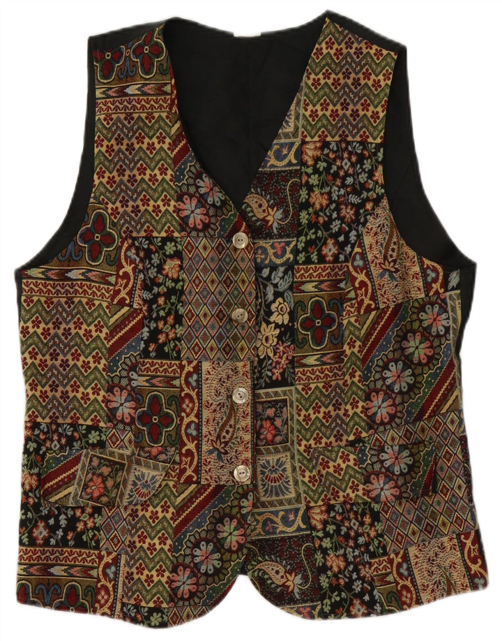 Vestă vintage pentru femei UK 14 Medium Green Floral