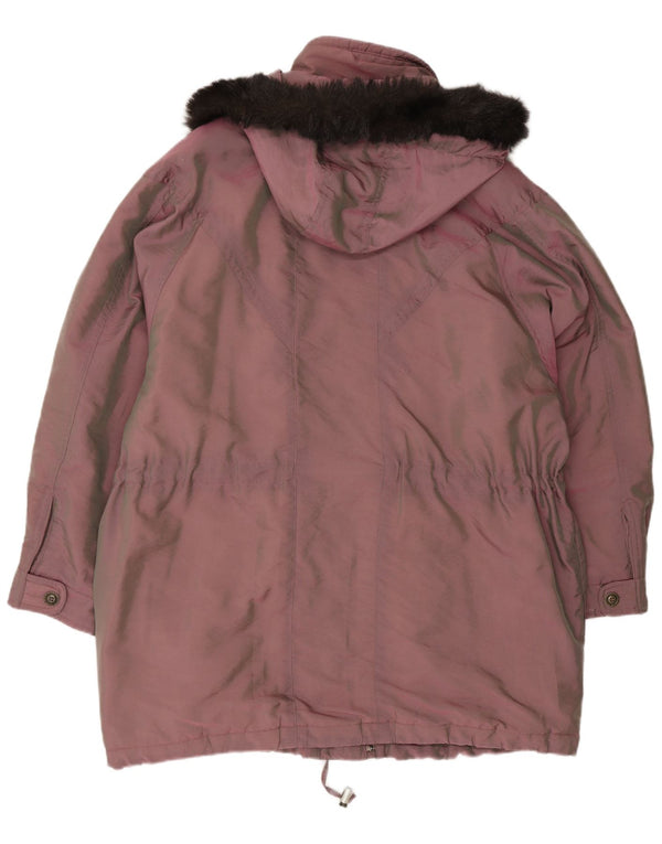 Jachetă parka supradimensionată cu glugă vintage pentru femei EU 44 XL roz