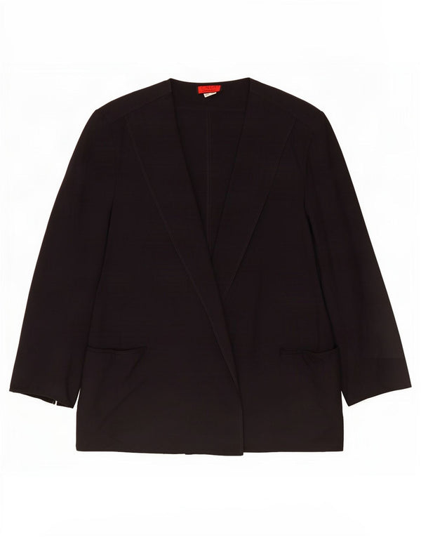 Jachetă Blazer deschisă, Vintage, pentru femei, cu tăiere largă, IT 46 Lână mare, albastru bleumarin