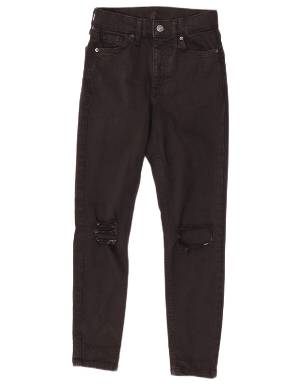 Topshop Blugi skinny cu talie joasă pentru femei L21 L24, bumbac negru