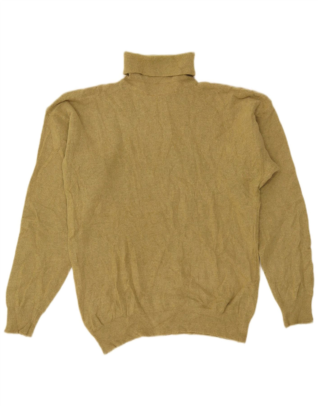 VINTAGE Pulover cu gât rulat pentru femei UK 14 Medium Khaki Lambswool
