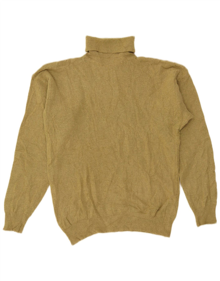 VINTAGE Pulover cu gât rulat pentru femei UK 14 Medium Khaki Lambswool