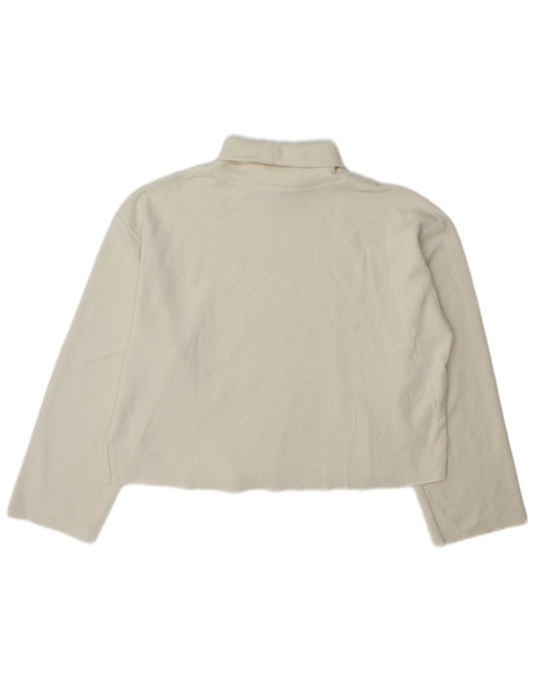 Top cu gât rulat Zara pentru femei cu mânecă lungă UK 14 Medium Off White