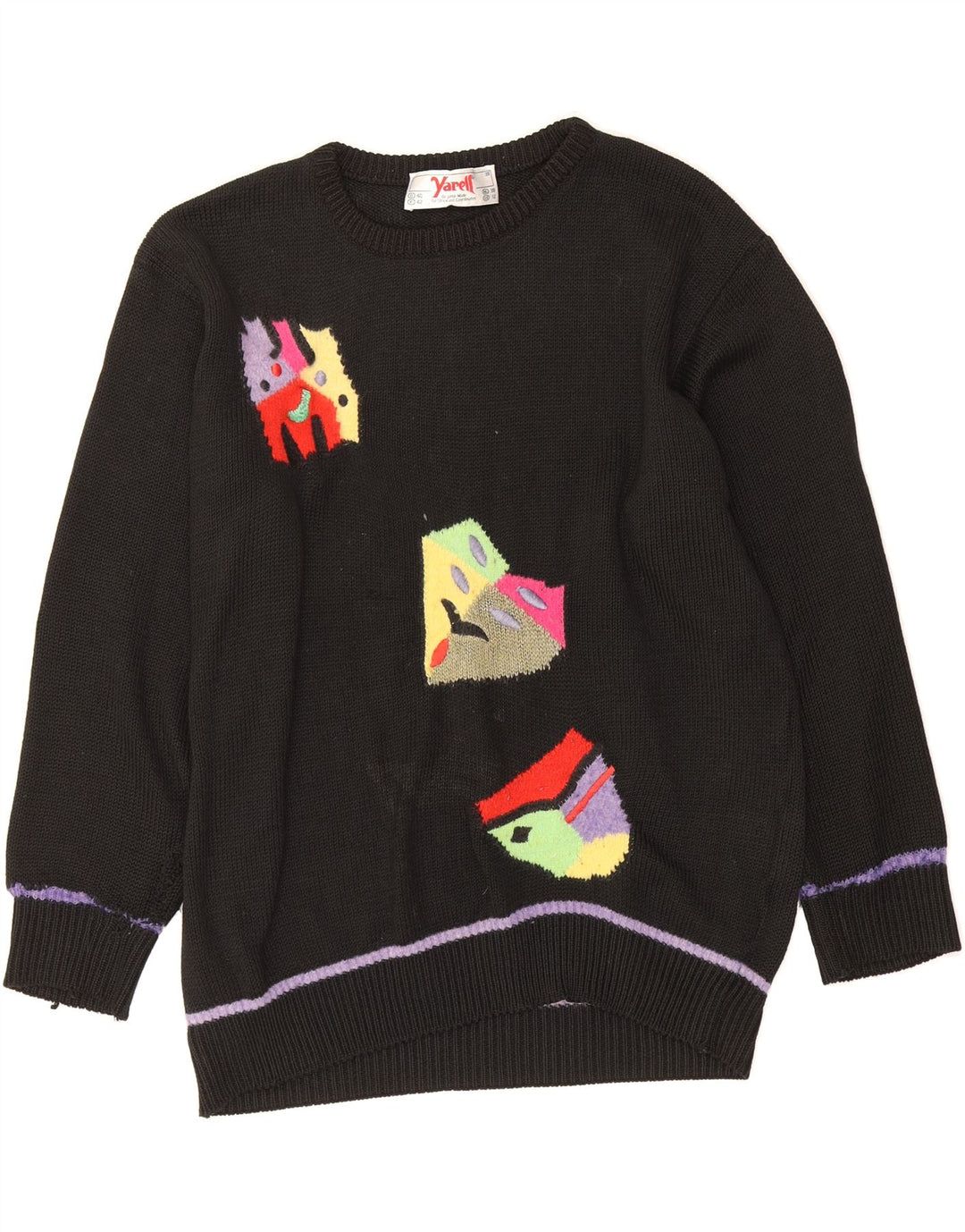 VINTAGE Womens Crew Neck Jumper Sweater UK 12 Medium  Black Vintage Vintage and Second-Hand Vintage from Messina Hembry 