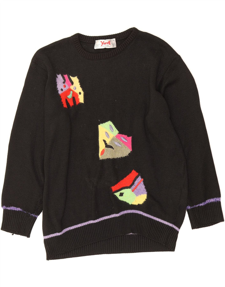 VINTAGE Womens Crew Neck Jumper Sweater UK 12 Medium  Black Vintage Vintage and Second-Hand Vintage from Messina Hembry 