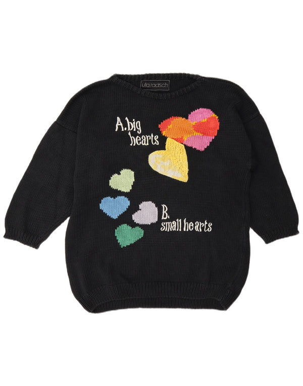 Uta Raasch Pulover cu decolteu rotund cu grafic pentru femei UK 14 Medium Black Heart