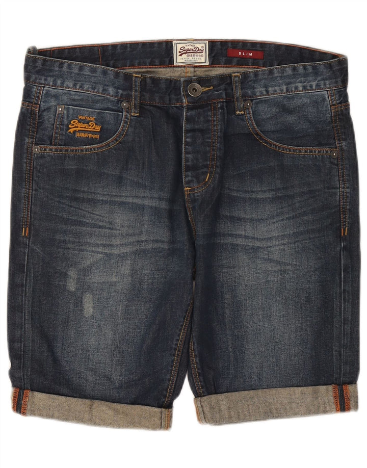 Pantaloni scurți Superdry Slim Denim W32 Medium Bleumarin