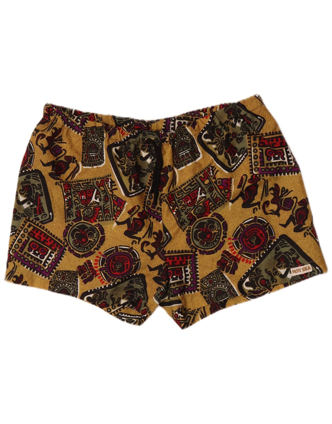 Pantaloni scurți de înot vintage pentru bărbați cu model abstract XL galben