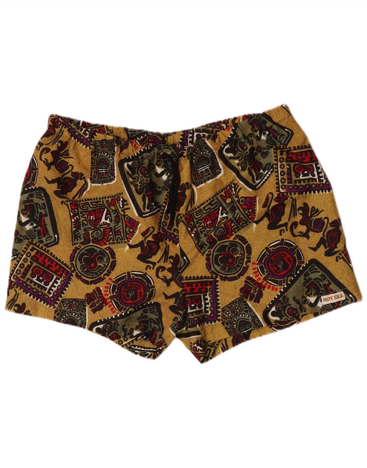 Pantaloni scurți de înot vintage pentru bărbați cu model abstract XL galben