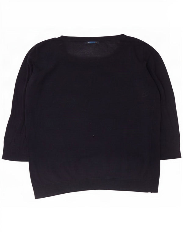 Pulover Benetton pentru femei, cu mâneci 3/4, cu gât de barcă, Marea Britanie 12, Medium, bleumarin,