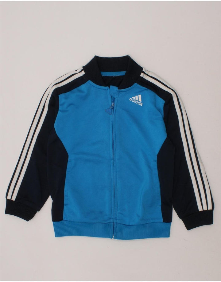 ADIDAS Boys Tracksuit Top Jacket 3-4 Years Blue Colourblock Vintage Adidas and Second-Hand Adidas from Messina Hembry 