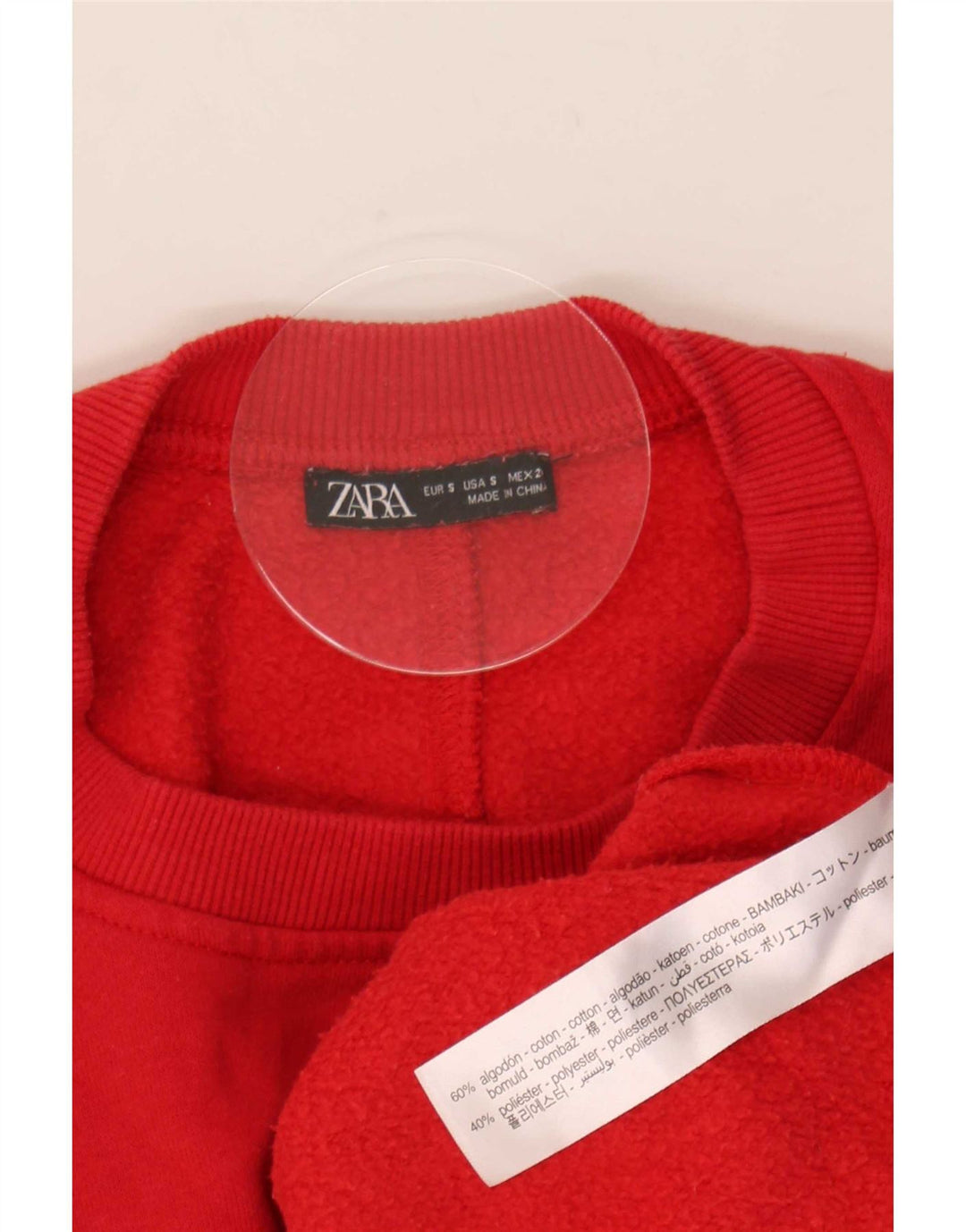 Pulover supradimensionat pentru femei Zara UK 10 Bumbac roșu mic