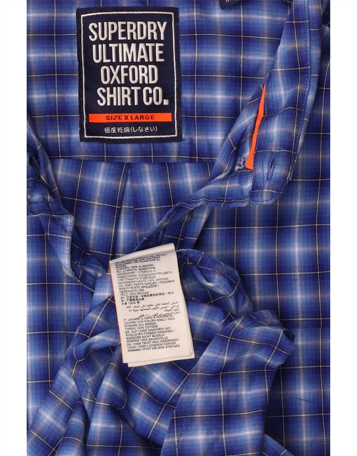 Cămașă pentru bărbați SUPERDRY cu tăiere obișnuită, XL, bumbac cu carouri albastre