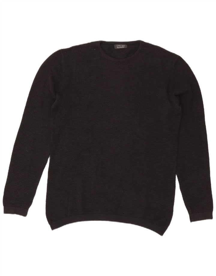 Pulover pentru bărbați Zara, cu decolteu, mare, negru
